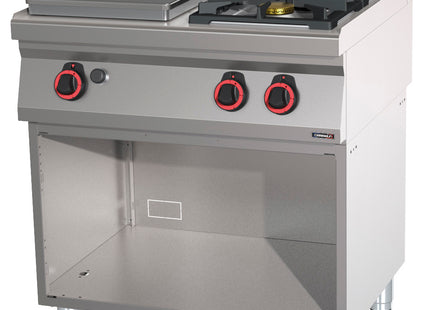 Gas cooker 2 burners + 1 solid top with open cabinet 80