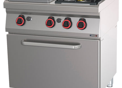 Gaskocher 2 Brenner + 1 feste Platte mit Gasofen GN 1/1 80