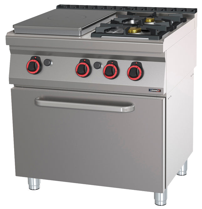 Gas cooker 2 burners + 1 solid top with gas oven GN 1/1 80
