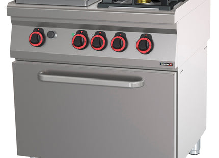 Gas cooker 2 burners + 1 solid top with gas oven GN 2/1 80