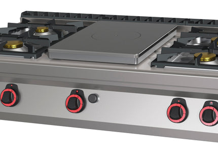 Gas table-top cooker 4 burners + 1 solid top 120