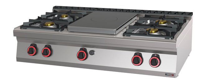 Gas table-top cooker 4 burners + 1 solid top 120