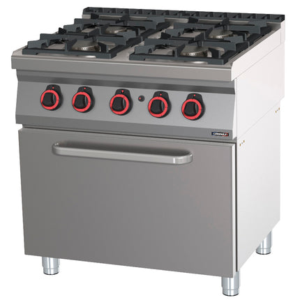 Gaskocher 4 Brenner mit Gasbackofen GN 2/1 80