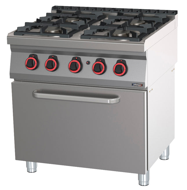 Gas cooker 4 burners with gas oven GN 2/1 80