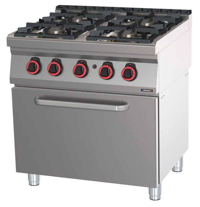 Gas cooker 4 burners with gas oven GN 2/1 HP 80