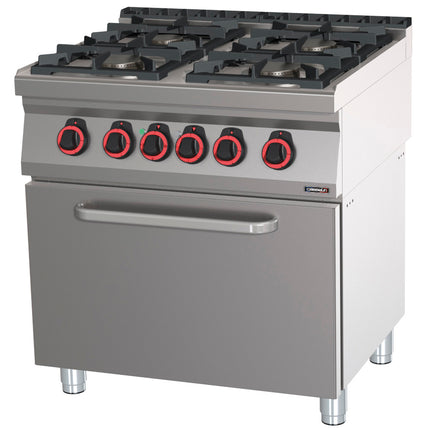 Cuisinière à gaz 4 feux avec four électrique statique GN 2/1 80