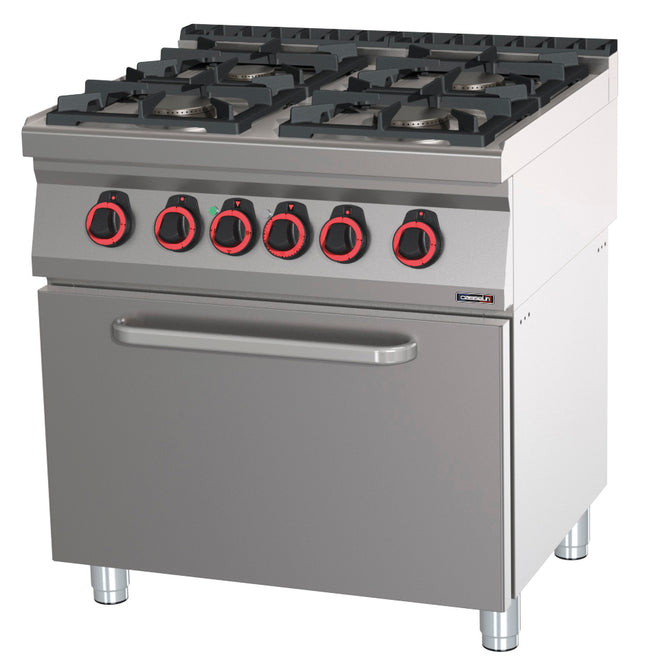 Gas cooker 4 burners with static electric oven GN 2/1 80