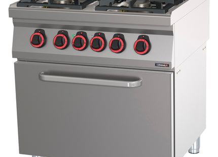 Cuisinière à gaz 4 feux avec four électrique statique GN 2/1 HP 80