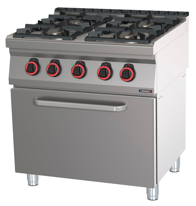 Gas cooker 4 burners with ventilated electric oven GN 1/1 80