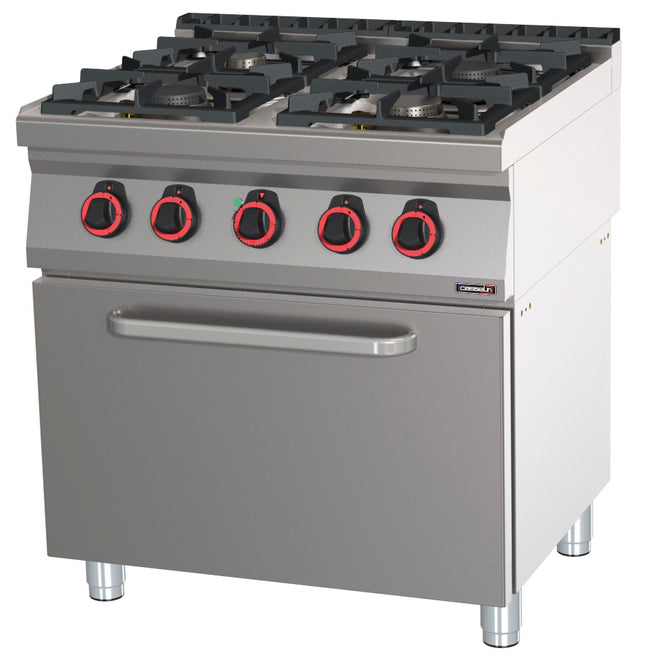 Gas cooker 4 burners ventilated electric oven GN 1/1 HP 80