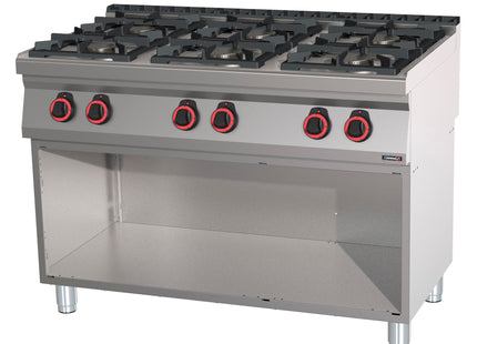 Gas cooker 6 burners with open cabinet 120