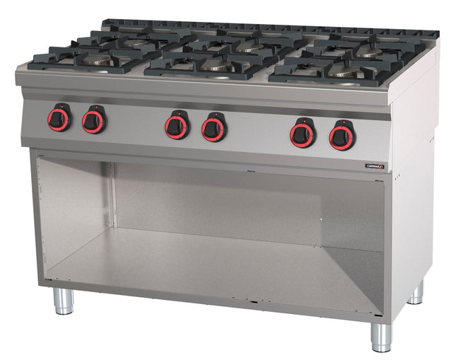 Gas cooker 6 burners with open cabinet 120