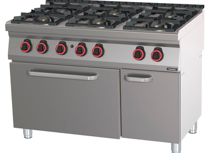 Gaskocher 6 Brenner mit Gasofen GN 2/1 120