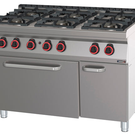 Cuisinière à gaz 6 feux avec four à gaz GN 2/1 120