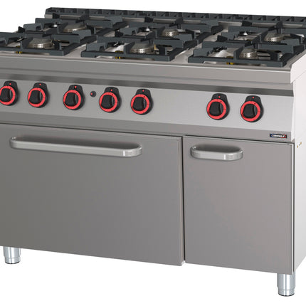 Gaskocher 6 Brenner mit Gasofen GN 2/1 PS 120