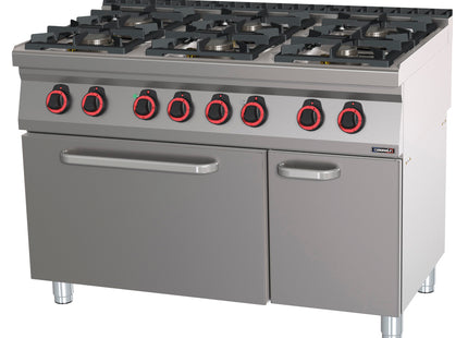 Gas cooker 6 burners with static electric oven GN 2/1 HP 120