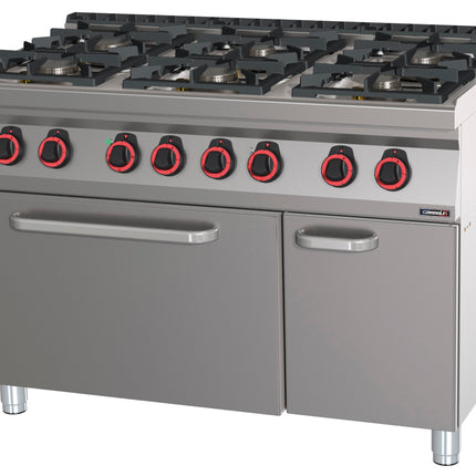 Cuisinière à gaz 6 feux avec four électrique statique GN 2/1 HP 120