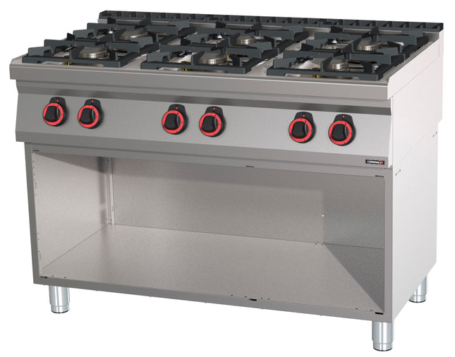 Gas cooker 6 burners with open cabinet HP 120