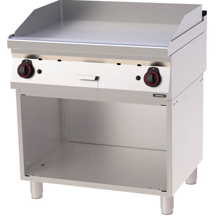 Gas griddle plate Smooth Chrome with open cabinet 80