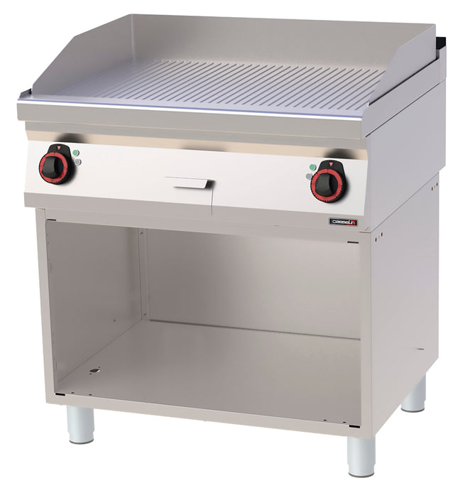 Griddle plate Grooved Chrome with open cabinet 80