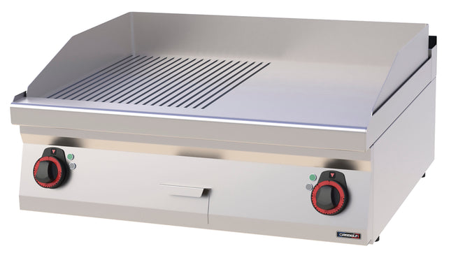 Griddle plate Grooved Smooth Chrome 80