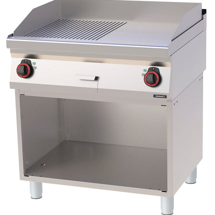 Griddle plate Grooved Smooth Chrome with open cabinet 80