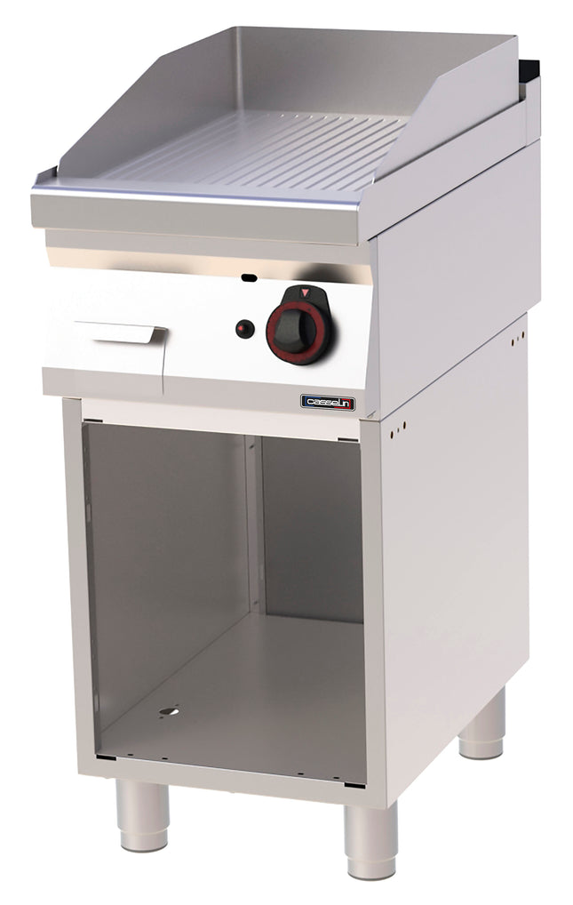 Gas griddle plate Grooved Cast iron with open cabinet 40