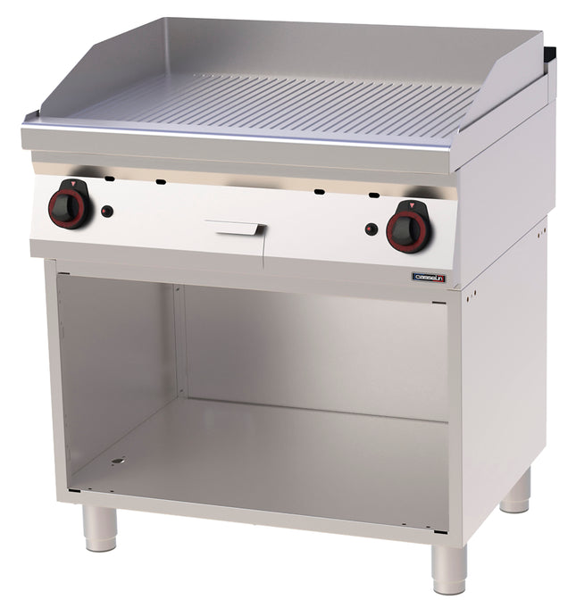 Gas griddle plate Grooved Cast iron with open cabinet 80