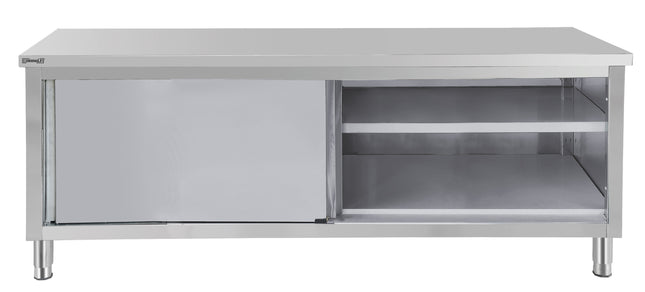 Workbench stainless steel 700 with sliding doors 1200 mm