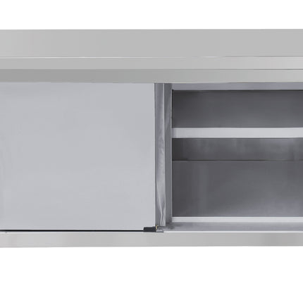 Arbejdsbord rustfrit stål 700 med SKYDEDØRE 1400 mm