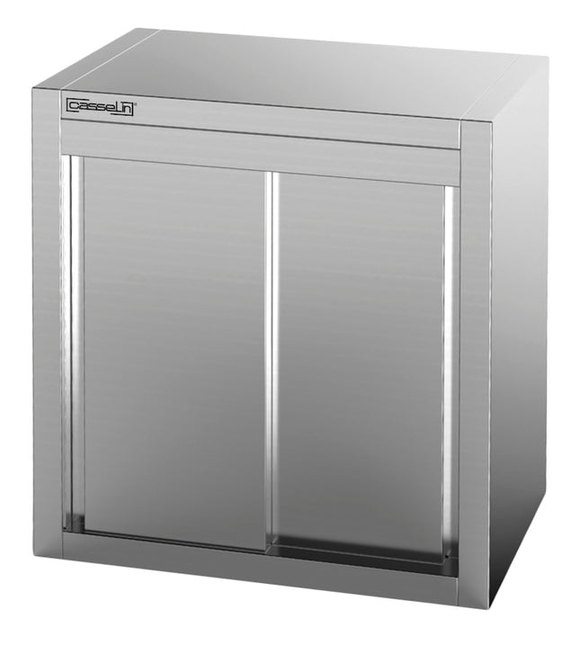 Stainless steel wall cabinet with sliding doors 800 mm