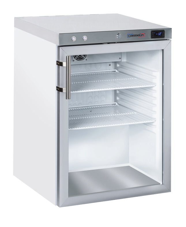 Upright glass door freezer 140 L White
