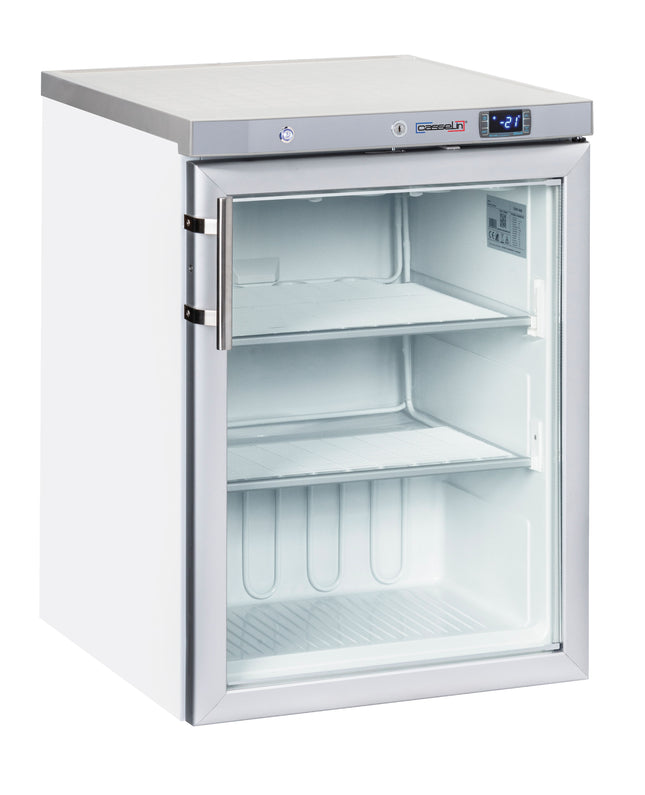 Upright glass door freezer 200 L White