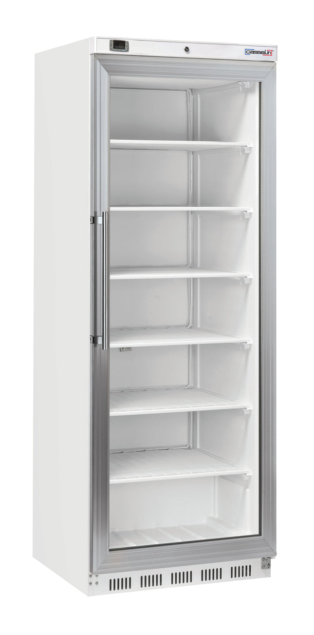 Upright glass door freezer 400 L White