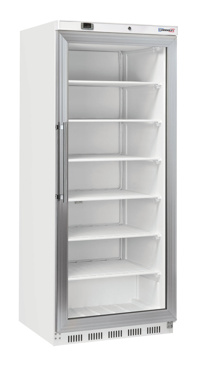 Upright glass door freezer 600 L White