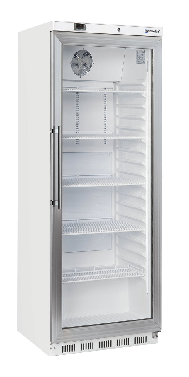 Upright glass door fridge 400 L White