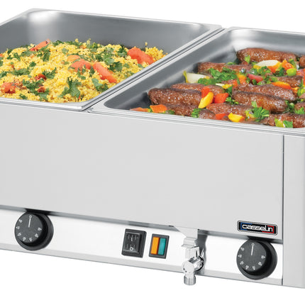 Double bain-marie GN 1/1 with 2 drain taps