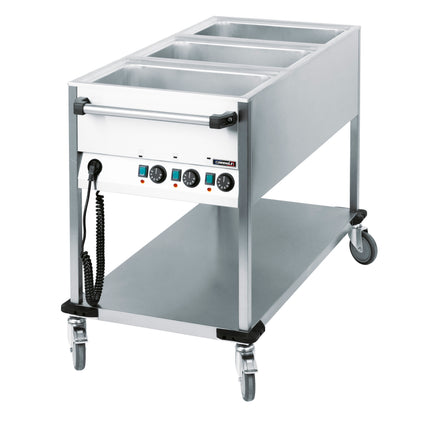 Bain-marie trolley vandopvarmet 
3 x GN 1/1