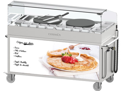 Double electric crepe maker trolley 40 - built-in