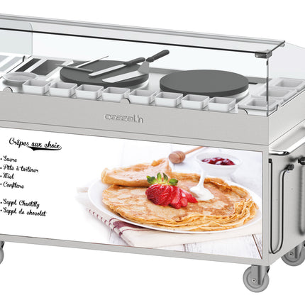 Double electric crepe maker trolley 40 - built-in