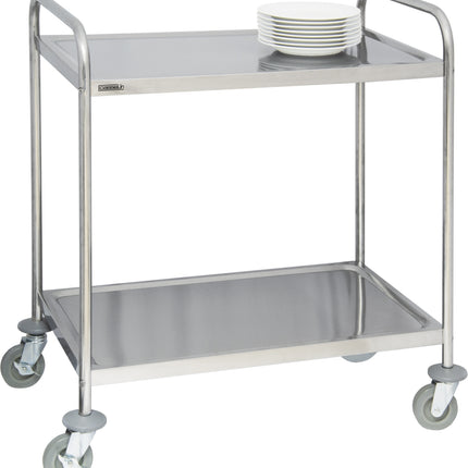 Rostfri vagn 2 hyllplan