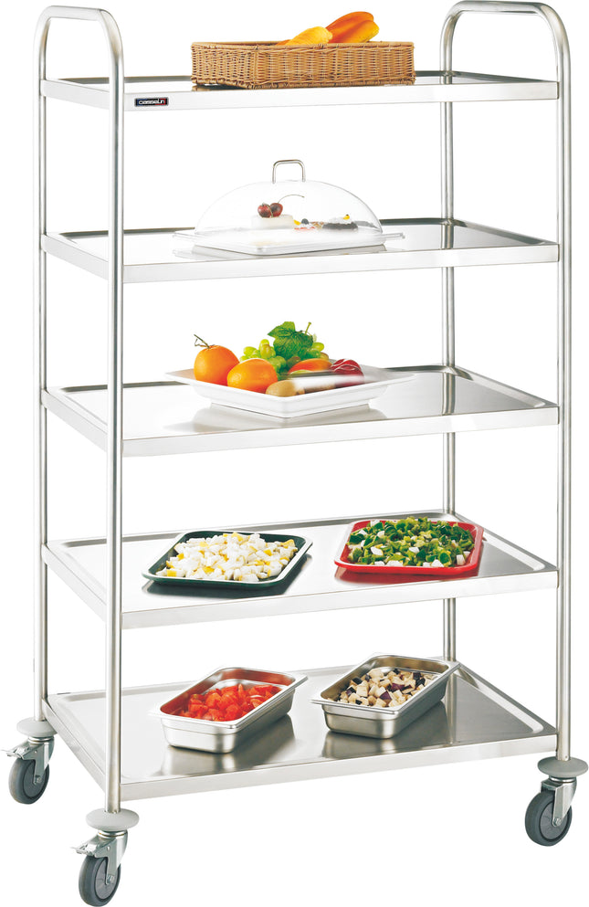 Stainless steel trolley 5 shelves
