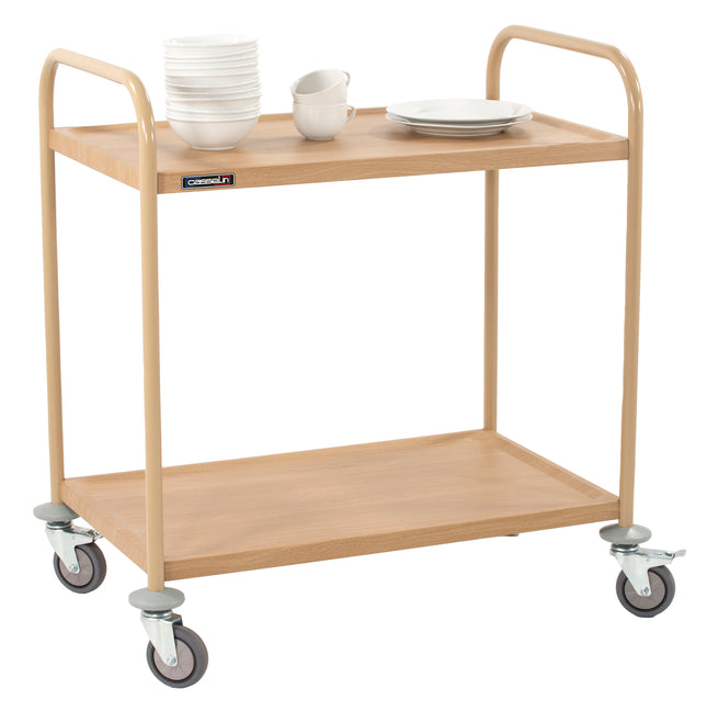 Chariot de service effet bois 2 plateaux