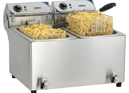 Friteuse met aftapkraan 2 x 10 liter