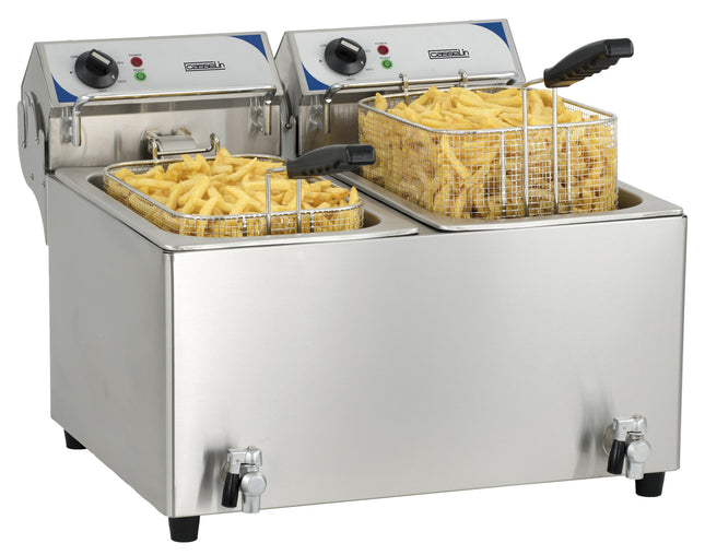Electric deep fryer with drain tap 2 x 10 liters