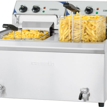 Friteuse électrique 2 x 10 litres avec robinet de vidange haute efficacité