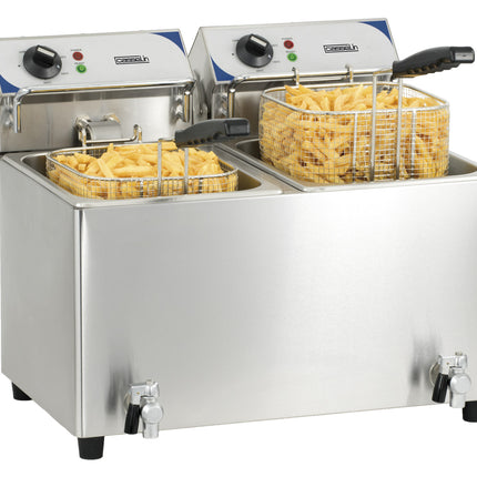 Friteuse électrique avec robinet de vidange 2 x 7 litres