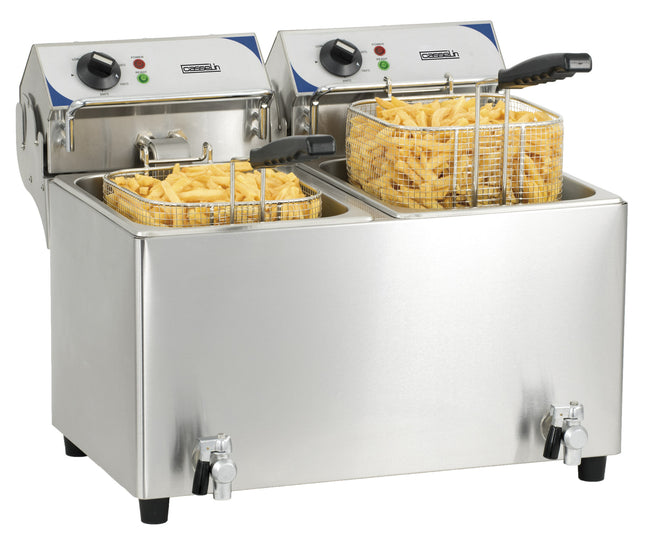Electric deep fryer with drain tap 2 x 7 liters