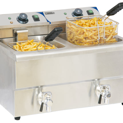 Friteuse électrique avec robinet de vidange 2 x 8 litres