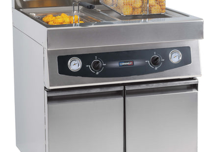 Gas deep fryer with cabinet 2 x 17 liters